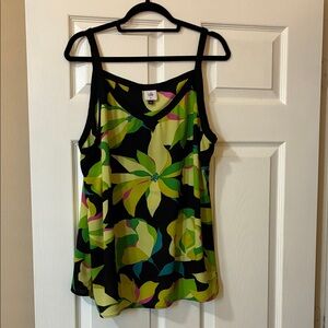 CAbi Vibrant Floral Camisole in Black and Lime